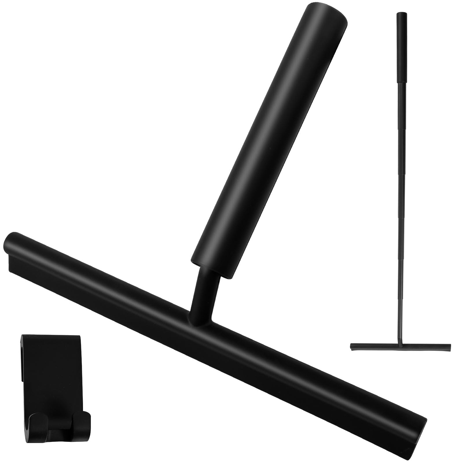 Foribyw Black Floor Squeegee Scrubber With 97Cm Telescopic Handle Silicone Shower Wiper Multifunctional Water Squeegee Broom With Hooks Portable Floor Cleaner For Home Glass Door Wall Window
