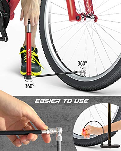 Acacia Mini Bike Pump Fits Schrader And Presta Valve With Mounting Bracket 130 Psi 10.2 Inches(Red) #TOP1