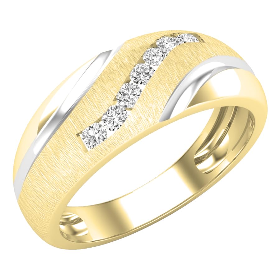 Dazzlingrock Collection0.22 Carat (ctw) Round Lab Grown White Diamond Men's 7 Stone Anniversary Wedding Band 1/4 CT, Available in 10K Gold & 925 Sterling Silver