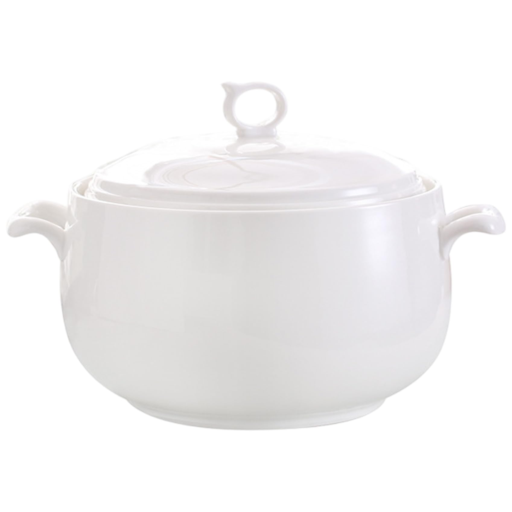 Zuppiera da 3000 ml, ciotole da portata rotonde in ceramica con coperchi, ciotole da zuppa resistenti al calore con manici, adatte al microonde per ristoranti, cucine domestiche