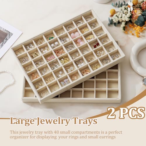 Image of Large Velvet Jewelry Tray Display Drawer Inserts 2 Pack