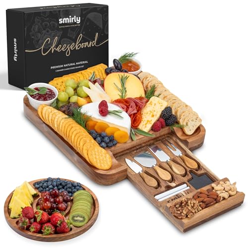 SMIRLY Charcuterie Boards Set - Large Acacia Cheese Board Set - House Warming Gifts New Home...