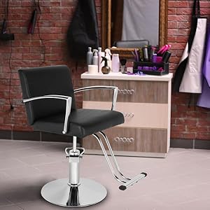 Black Barber Beauty Salon Spa Equipment, Barber Chair Salon Beauty Styling Chair, Reclining Barber Chair, Salon Chair SPA Chair PVC Load-Bearing 29.92″ L x 23.23″ W x (32.6-38.5)” H