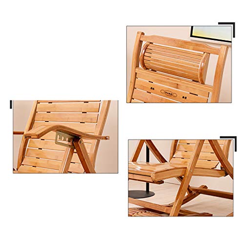 Fauteuil à bascule inclinable et pliable en bambou avec dossier réglable multiposition - 6