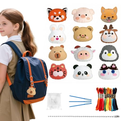 Rusokufo Juego De Costura De Fieltro para Niños Principiantes con 12 Piezas Animales Kit De Manualidades con Accesorios