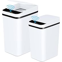 Anborry Bathroom Trash Cans with Lid 2 Pack Touchless Automatic Motion Sensor 2.2 Gal & 4 Gal Small Garbage Can, Smart Electric Narrow Garbage Bin for Bedroom Office Kitchen White