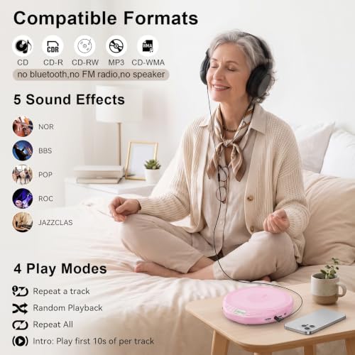 Image of Gueray CD Player Portable with Earphones, CD Discman AUX Cable for Car Home