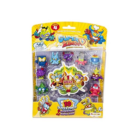 SuperZings - Serie 4 - Blíster con 10 figuras (PSZ4B016IN00), 9 Figuras y 1 Figura Dorada Super Rare