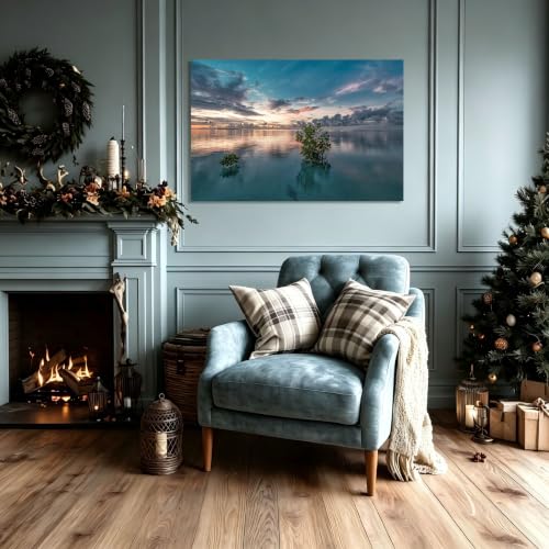 Cuadro de paisaje de montañas sin marco VHdfgTY para decoración de salón, 30x45cm 3