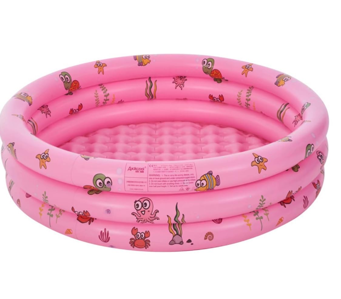 Basen Nadmuchiwany Basen Z Okrągłym Nadrukiem Wędkarski Do Zagęszczania Ogrodu I Podwórka Zabawka Plażowa Ogrodowy(Pink,100 * 35cm)