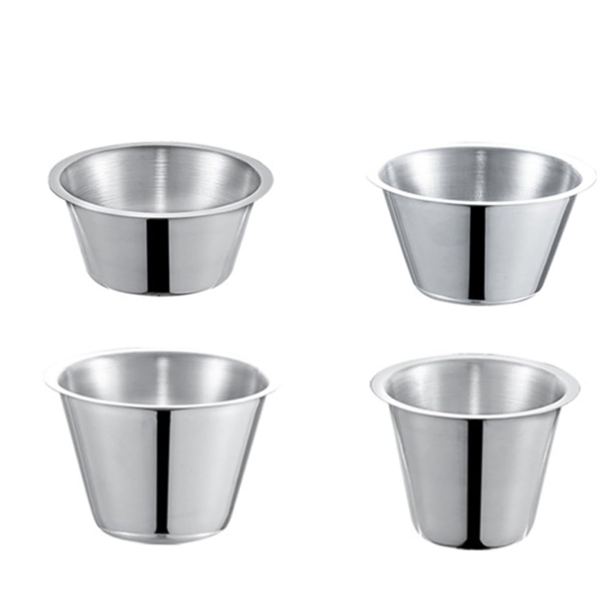 HOLIDYOYO 4pcs Stainless Steel Sauce Cup Sauce Plate Condiments Ramekins Dipping Sauce Bowls Dip Bowls Divided Food Dipping Bowl Sauce Storage Bowl Sauce Holder Dipping Sauce Cups Silver