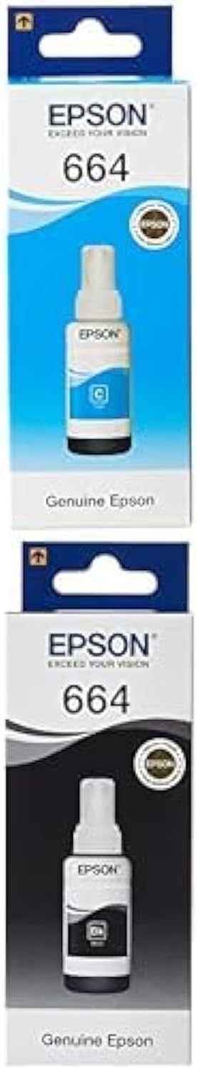 T6642 Ecotank Ink Bottle Cyan For Printer Refill 70ml + T6641 Black Ink Bottle 70Ml