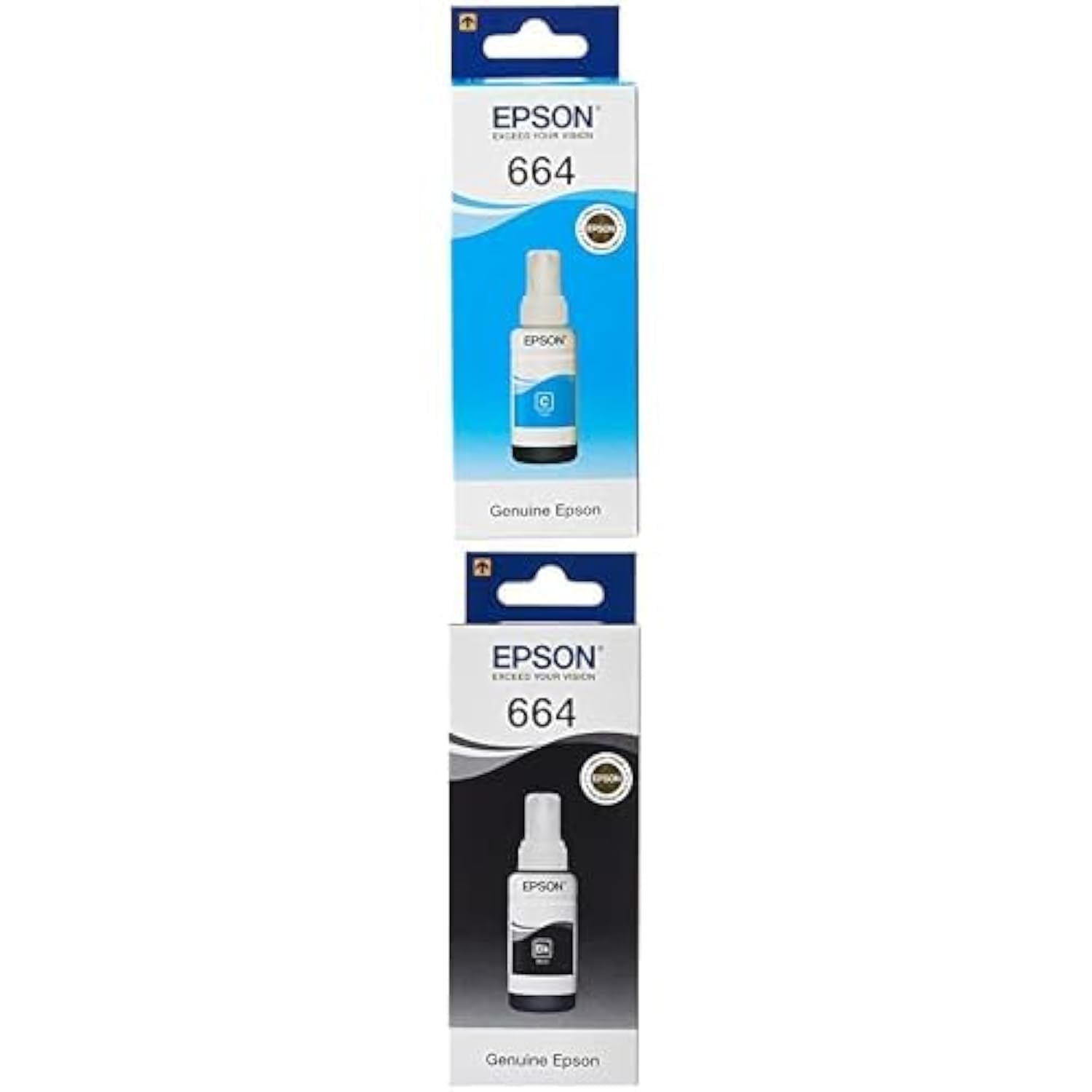 Epson T6642 Ecotank Ink Bottle Cyan For Printer Refill 70ml + T6641 Black Ink Bottle 70Ml
