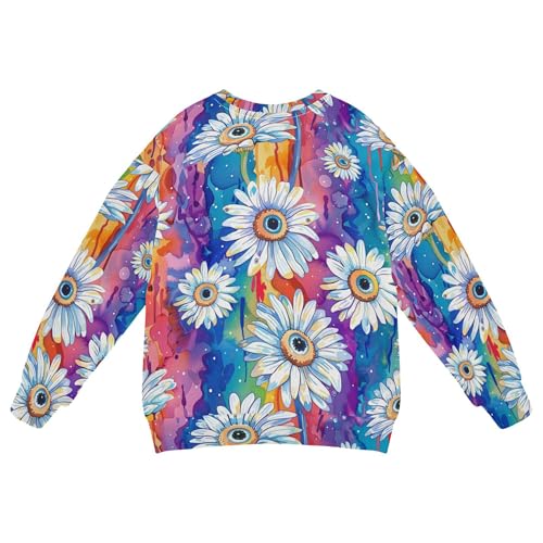 JUNZAN Daisies Evil Eyes Ball on Rainbow Big Boys Hoodie Sweatshirt Fleece Outerwear for Kids Camping 4T2