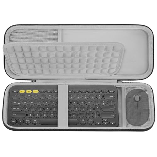 Image of GEEKRIA Hard Travel Carrying Case, Compatible with Logitech K380s /K380 + M355 /M350s, Keyboard and Pebble Mouse Combo Protective Travel Bag (Dark Gray)