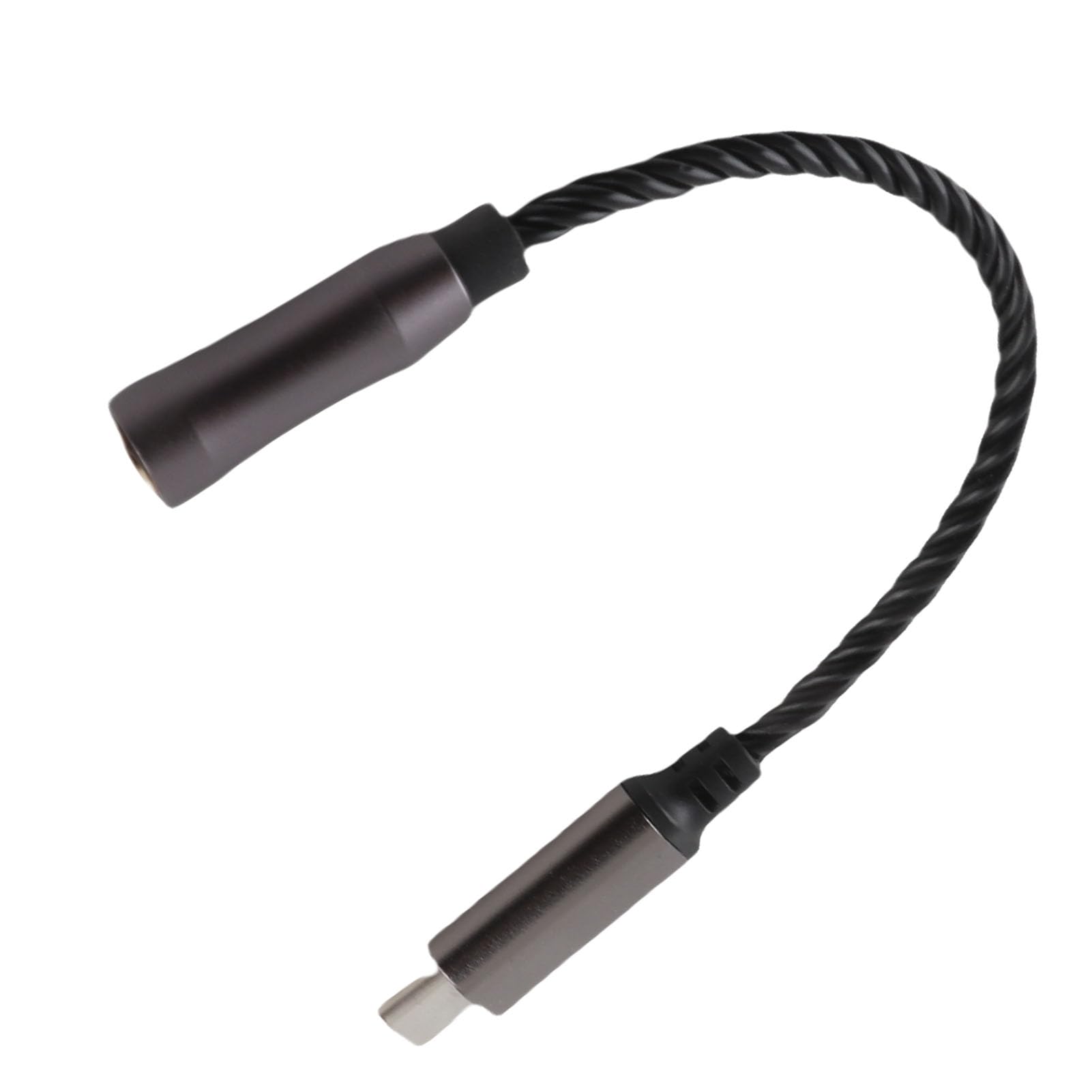 Adaptador Amplificador de Auriculares Tipo C a 3,5 Mm Alto Rendimiento para y PC Cable de Cobre Plateado de 15 Cm (Black)