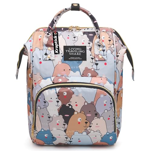 Image of Kraptick Diaper Bags Backpack, Diaper Bags for Mom for Travel, Baby Diaper Bag, Maternity Bags for Mother and Baby, Nursing Bags for Mothers, Diaper Bag Handbag (ANIMAL PRINTED)