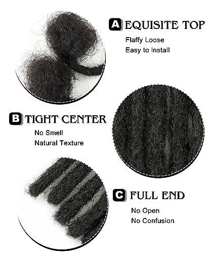 4inch 10 Strands 100% Human Hair Dreadlock Extensions, 0.4cm Width Handmade Loc Extensions Human Hair for Men Women Kids, Permanent Dread Extensions Can Be Dyed Bleached Curled(Natural Black) - Image 4