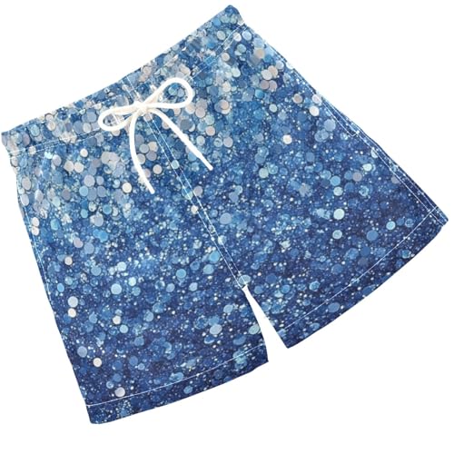Pigsaly Boys Swim Trunks Denim Blue Light Blue Gradient Flashing Glitter Boys Board Shorts Swimsuit Swimwear 2T