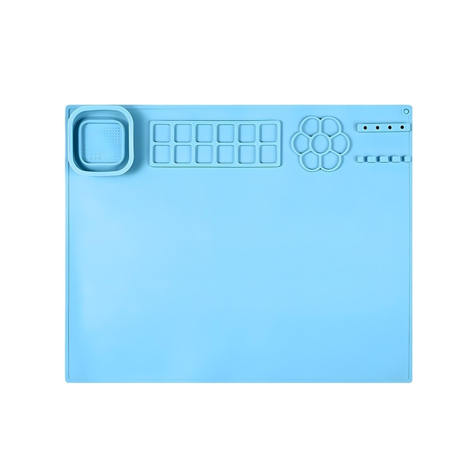 Sdiuakbv Blue Silicone Painting Mat Creative Studio Silicone Art Mat Painting Craft Station With Brush Cup Holder Palette For Drawing
