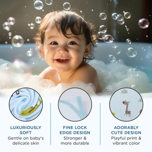 Image of Mee Mee Hooded Baby Bath Towel for New Born | Wash Cloth, Quick Absorbent, Used for Baby Swaddling, Extra Soft Cotton Towels for Kids /Toddlers /Infants /Babies, Pack of 1, (Blue Deer /Elephant) 80X80 CM