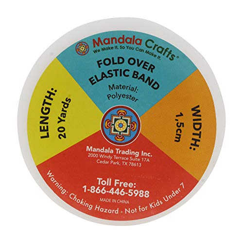 Mandala Crafts Fold Over Elastic Band 5/8 Inch Foldover Foe Stretch Ribbon For Hair Tie Headband Baby Girl Hair Bow Turquoise 1.5Cm 5/8 Inch 20 Yards Roll #TOP3