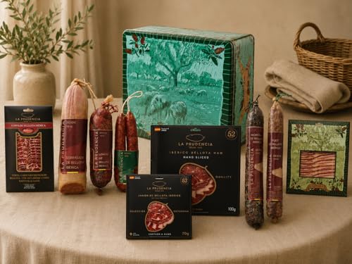 Cofre La Gourmet – Cesta Gourmet Ibérica Premium | Caja Metálica Edición Limitada Ricardo de La Torre con Jamón Ibérico Bellota y Embutidos Gourmet