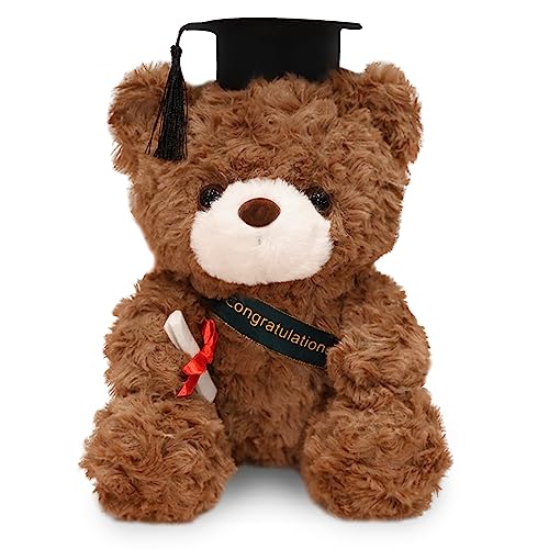 Hpbaggy Teddybär Plüschtier Examensbär Teddy Plüschbär mit Diplom und Doktorhut Bachelor Abschluss Geschenk Graduation Gift Bestandene Prüfung Geschenk Geschenke zum Bachelor Abschluss