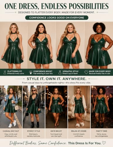 Image of ohyeahlady Women Sexy PU Leather Dress Plus Size Spaghetti Strap Mini Dresses Sleeveless Pleated Steampunk Clubwear