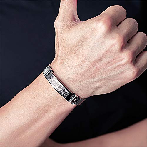 Reizteko Religious Quote Faith Christian Bible Verses Inspirational Powerful Scripture Id Wristband Cross Silicone Bracelets, God Bracelet Gift Idea For Men, For Him For Love Husband Father Boy #TOP7