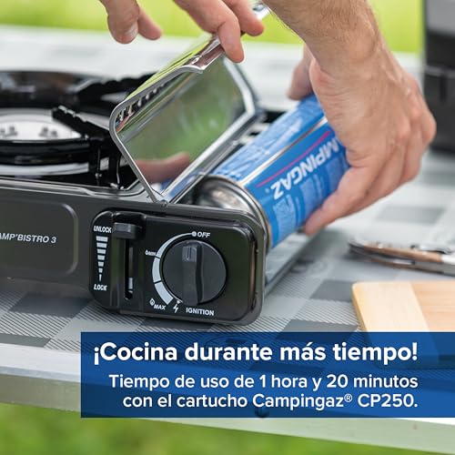 Campingaz Camp Bistro 3 Fornelli Piastra Combo | Fornello da campeggio a 1 bruciatore | 2200 Watt | Cucina da esterno compatta e portatile | Include custodia per un facile trasporto | Nero - Imagen 6