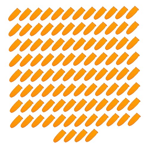 GOOHOCHY 100pcs Finger Cots Lab Finger Sleeves Protective Finger Cover Thumb Protector Anti Static Finger Sleeves Anti Slip Fingertips Sleeves Gloves for Working Out Emulsion Orange