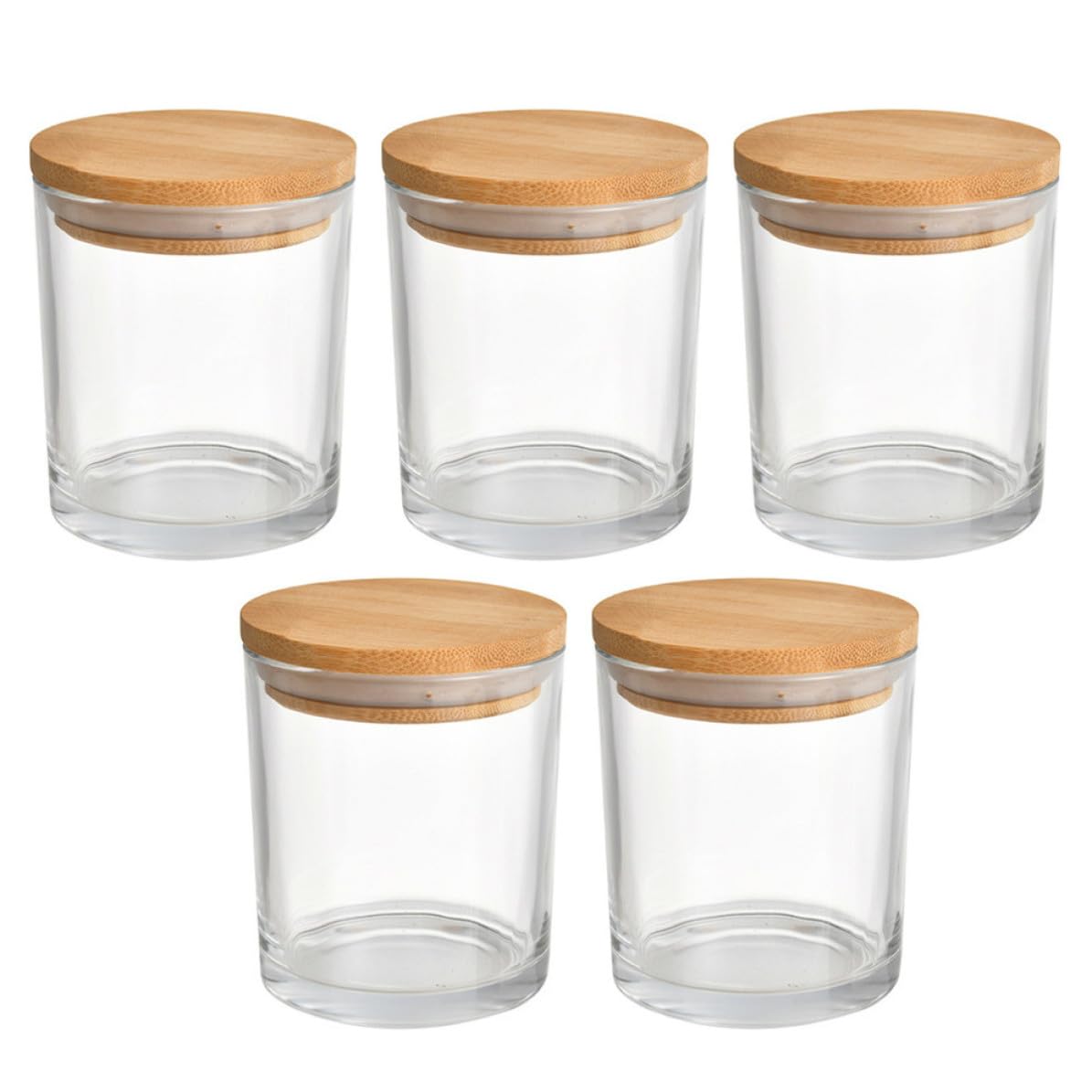 Tofficu Leere Glaskerzengläser Praktische und Verschlossene Vorratsgläser mit Deckel aus Glas 5 Stück für Gewürze oder Dekorative Aromatherapie Kerzen im Zuhause