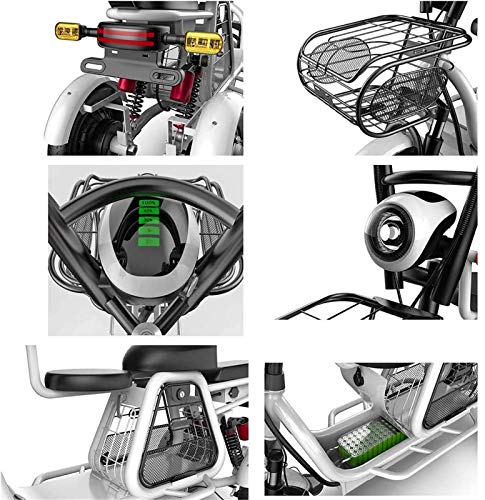 RDJM Ebikes, 3 Wheel Electric Bike for Adult Mountain Scooter 48V 8AH 12in Electric Bicycle with Electric Lock Fast Battery Charger with Child Seat Detachable for Shopping Use Home - Image 8