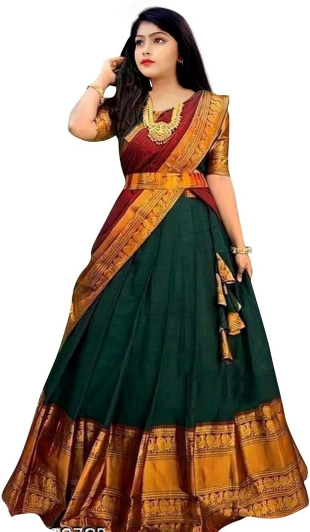 South indian Fancy Designer Flared Bridal lehenga Choli For Girls-Kumkum.