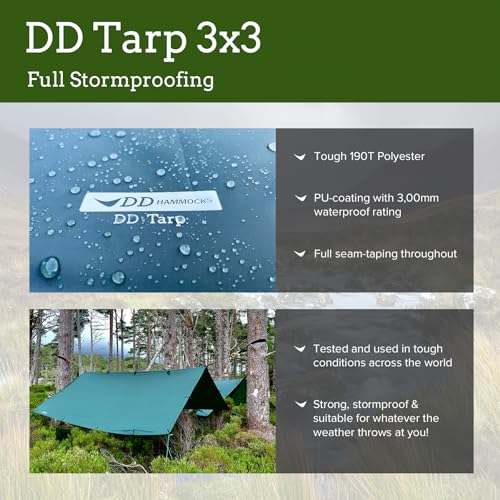 DD Hammocks Sonnensegel, 3 x 3 m, grün