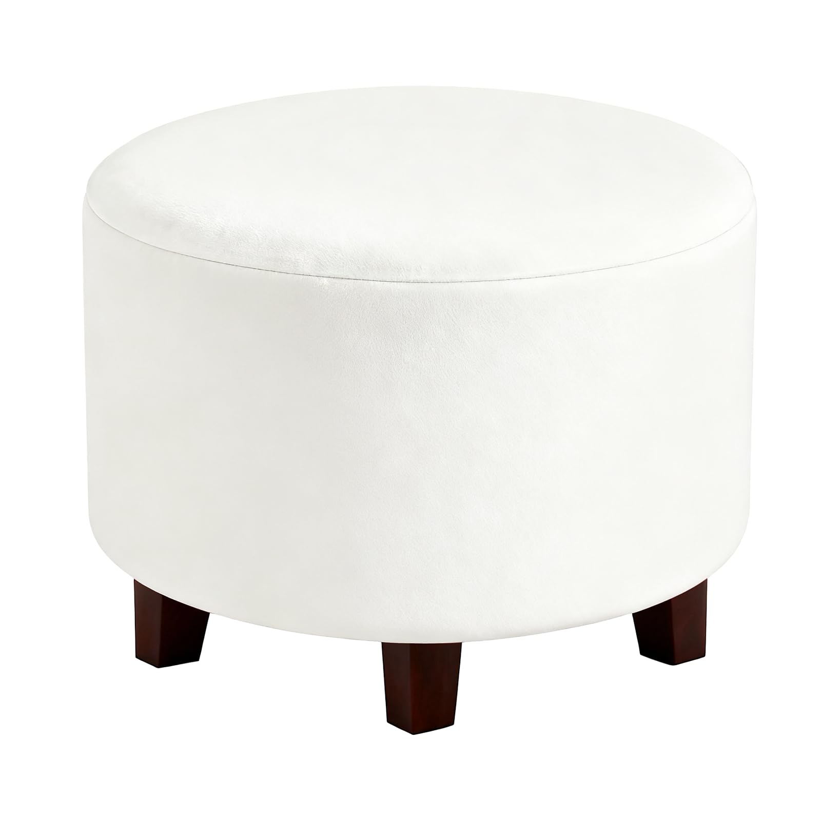sourcing map Velvet Round Footstool Slipcover, Stretch Foot Stool Protector Covers Plush Furniture Protector Cover with Elastic Bottom for Footstool Living Room Bedroom(X-Large, White)
