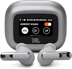 JBL, Fone de Ouvido Bluetooth, Live Beam 3, In-ear, Tela de 1.45', Cancelamento de Ruído - Prata