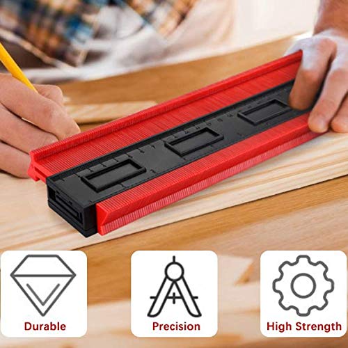 Plastic Contour Gauge 10 Inch - Profile Gauge Measure, for Precise Measurement Tiling Laminate Wood Marking Tool For Perfect Fit and Easy Cutting, Perfect Gift for Dad Men Husband (Red) - Thumbnail 3