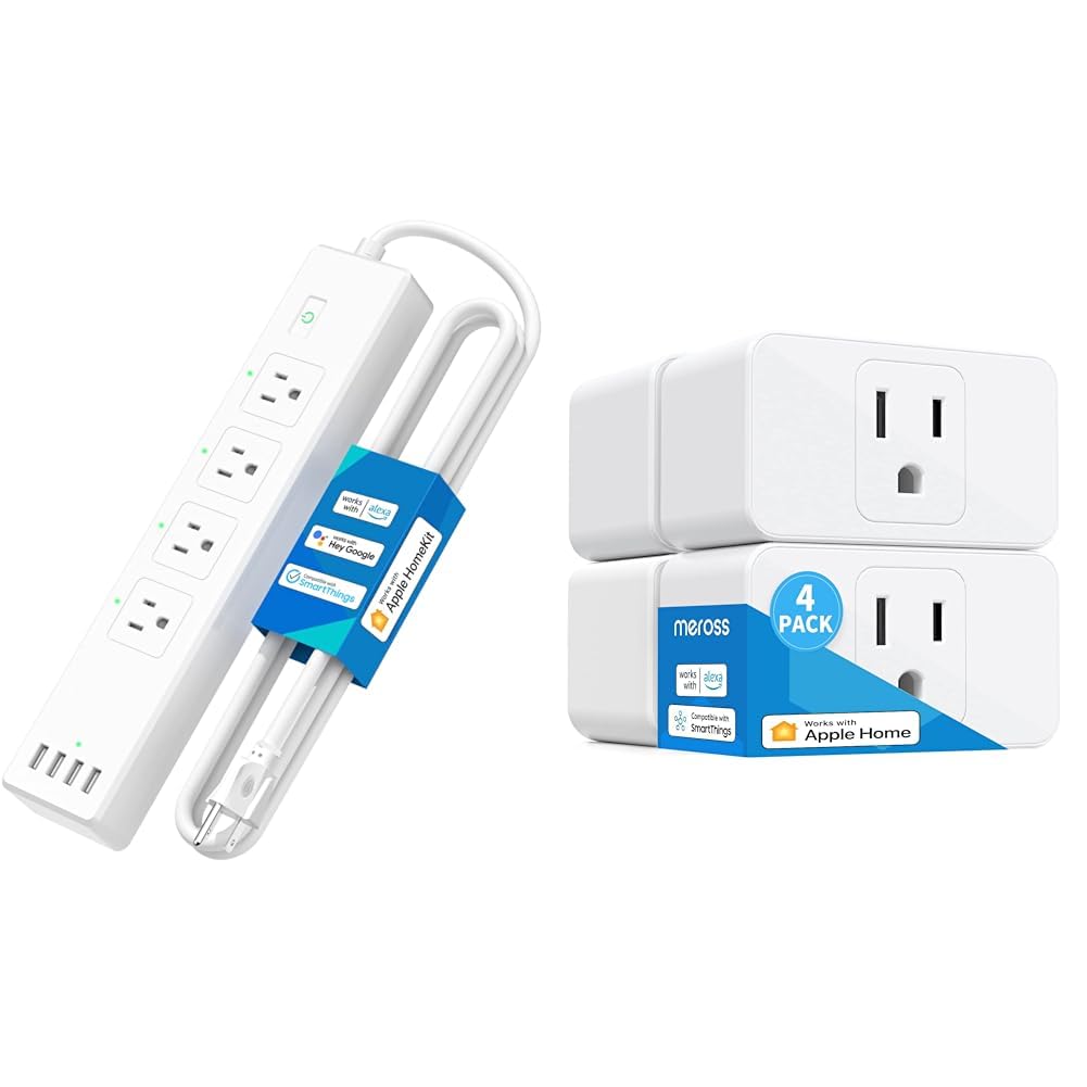 meross Smart Plug Power Strip WiFi Flat Outlet 15A Compatible Smart Plug Mini Support Apple HomeKit Siri Alexa