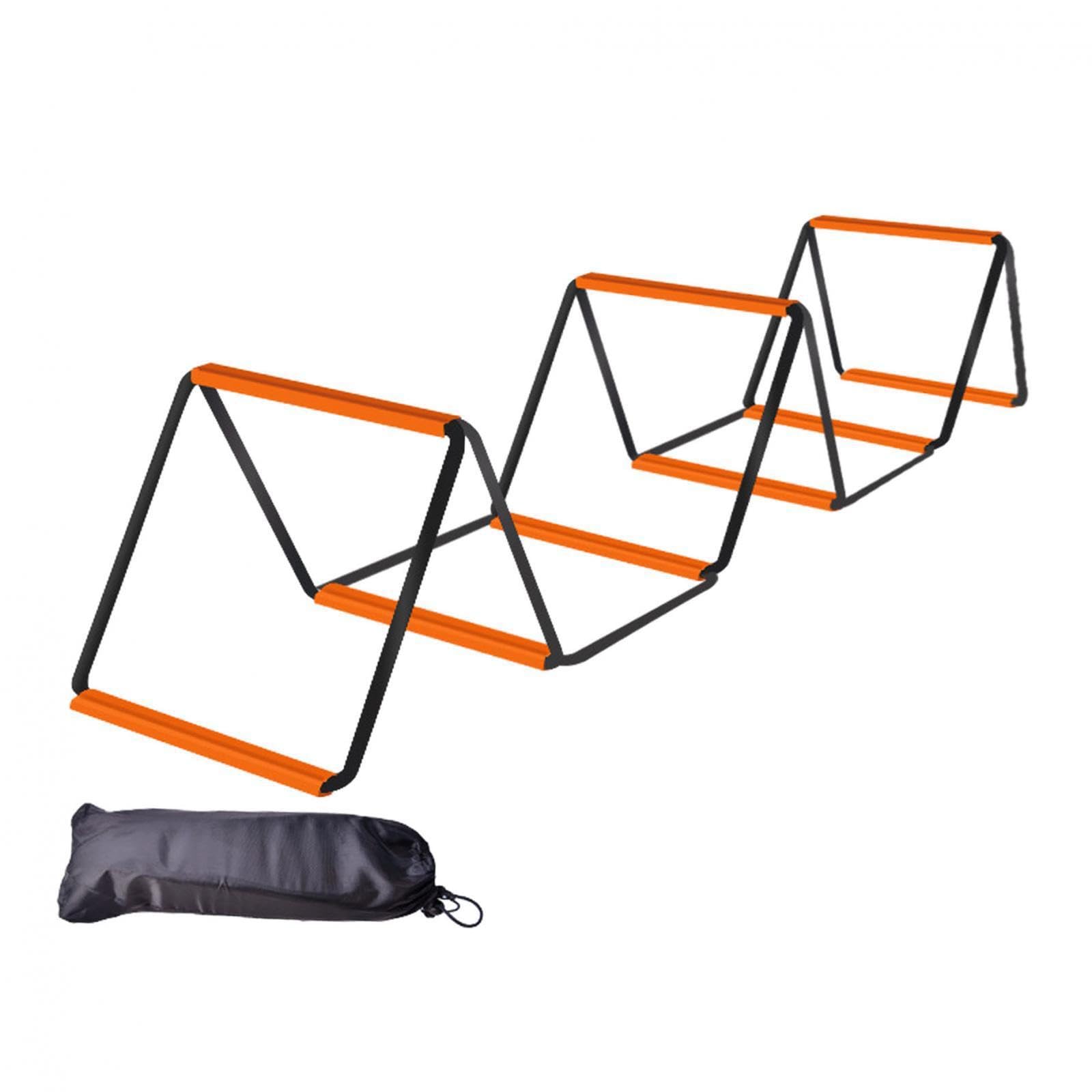 Escalera de Agilidad Plegable. Herramienta compacta y fácil de Usar para configuraciones rápidas. Entrenamiento Mejorado para Entrenadores y Atletas , Negro Naranja , 8 Rejillas con Bolsa