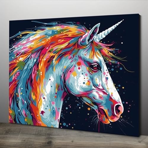 OfFsum Paint by Numbers for Adults Kids Beginner Unicorn Head Rainbow Colors 3 DIY Acrylic Painting by Numbers Kits with Brushes Acrylic Pigment Home Decoration Brithday Gifts 16 x 20 inch