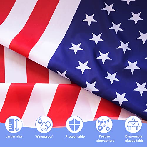 Vepnanline 2 Packs 4Th Of July Tablecloth 54 * 109, American Flag Plastic Table Covers, Fourth Of July Table Decorations Disposable #TOP4