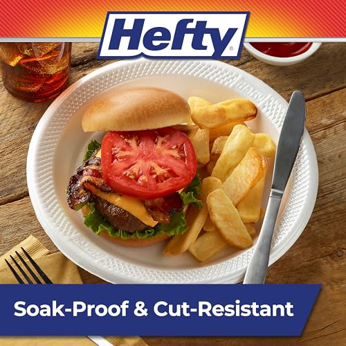 Hefty Deluxe Extra Strong & Deep Foam Plates, Round, White, 10.25 Inch, 15 Count (Pack of 4) - image 3