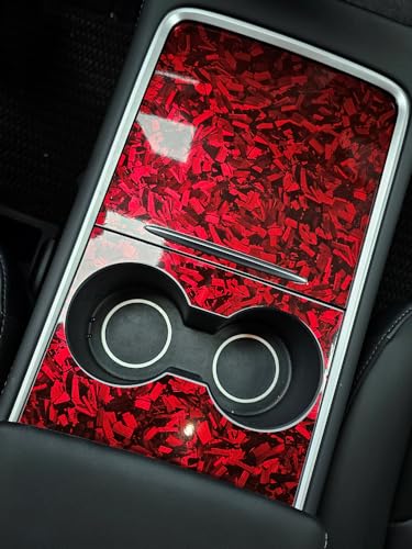 Image of LZLRUN Gloss Forged Carbon Fiber Self Adhesive Vinyl Wrap Film for Car Moto (Red, 1ft x 5ft)