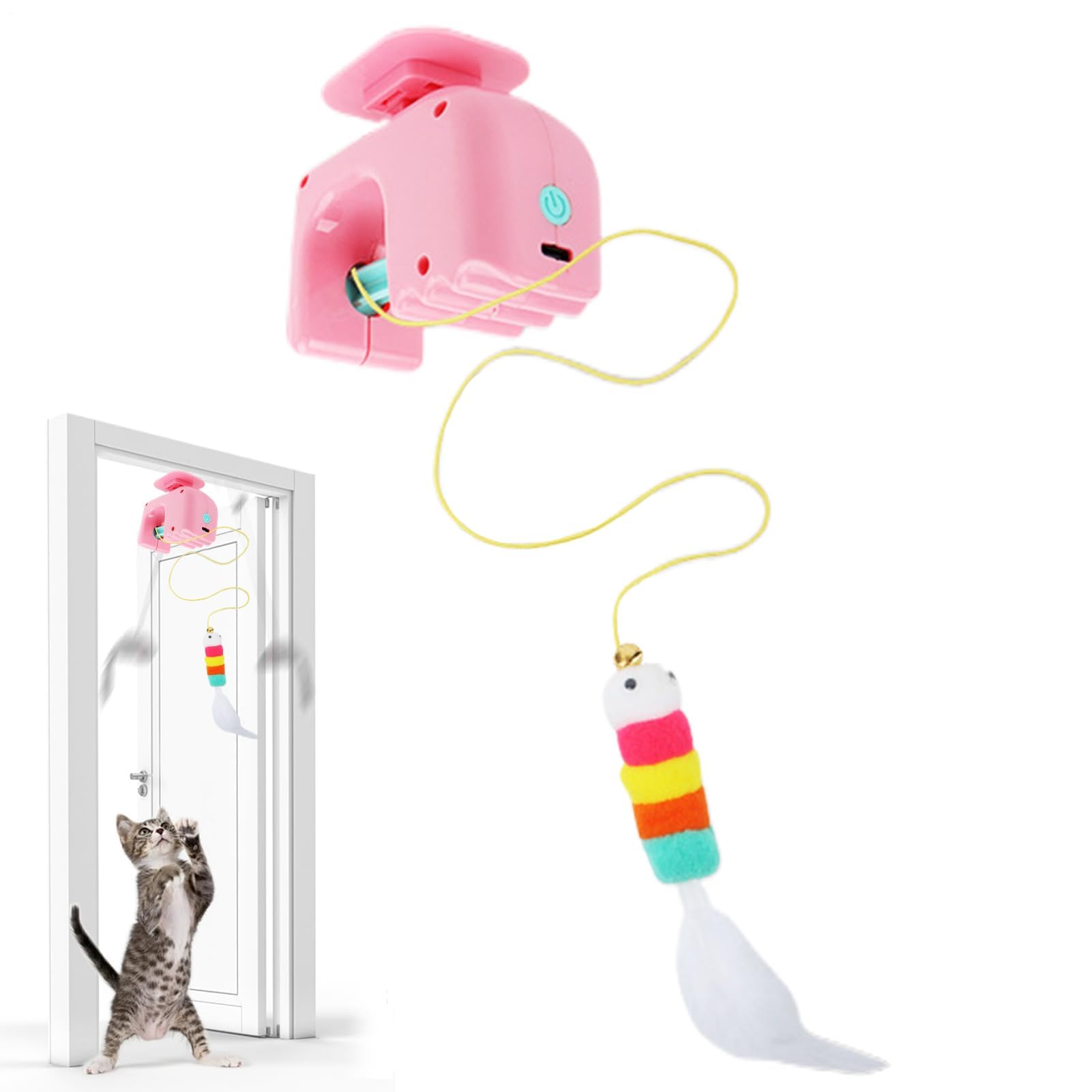 Juguetes para Gatos， Juguete Colgante de enriquecimiento Gatitos, for Ejercicio, Alivio del aburrimiento, Caza, simulación, Entrenamiento(Pink)