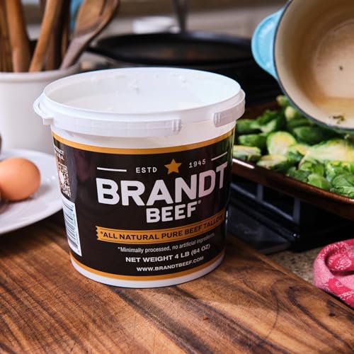 Image of Brandt Beef Tallow - 100% Pure Beef Tallow | 64 oz (4 lb) Tub for Cooking, Skincare, Soap & Candle Making | High Smoke Point | No Additives or Preservatives | Sustainably Sourced | Family-Owned Ranch
