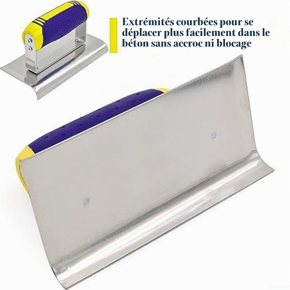 Ensemble d'outils pour béton en Acier Inoxydable pour Bordure à béton, Rainureuse pour ciment et béton, ensemble d'outils de rainurage pour la finition du plâtre et du ciment (Angle de virage)