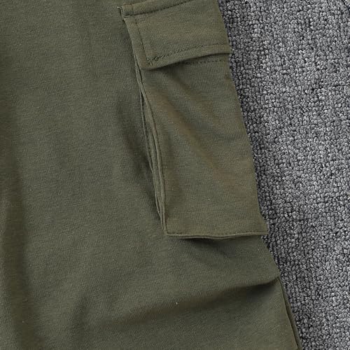 Image of Azmxynol Girls Clothes 2 Piece Outfit Ribbed T-Shirt Top + Cargo Pants, Girls Fall Clothing Set, Sizes 5-16 Years
