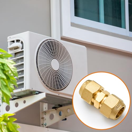Image of Relaxweex 4 Pcs Copper Flare Coupling Connectors with Nuts HVAC,1 /4 inch 5 /8 inch | 1 /4 inch 5 /8 inch Compression Fittings for Copper Tubing, Air Conditioning Refrigeration, Flare Nut Adapters, Tube Connections